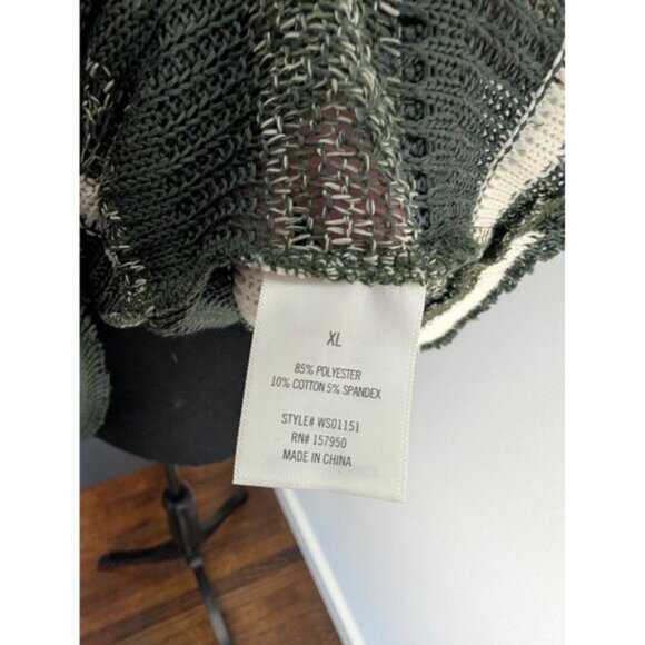 NWT Francesca's Blue Rain Green and White Parris Stripe Dolman Top - XL - Picture 9 of 11